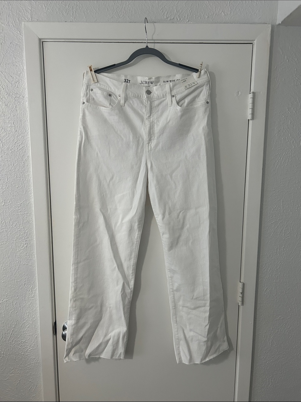 J. Crew White Tall Slim Wide-Leg Jeans